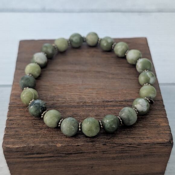 Muted Green Statement Stretch Bracelet - Picture 2 of 4
